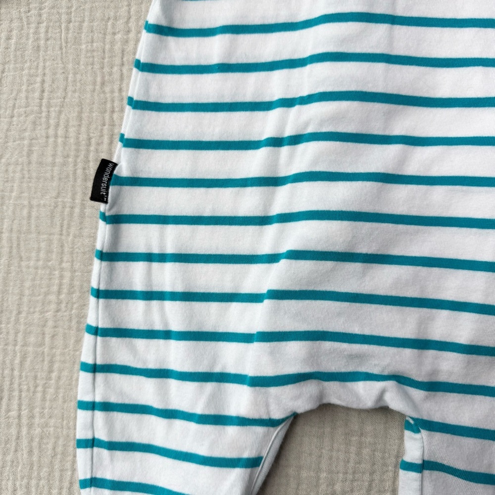 Bonds Teal Stripe Wondersuit Zip Romper - Picture 7 of 8